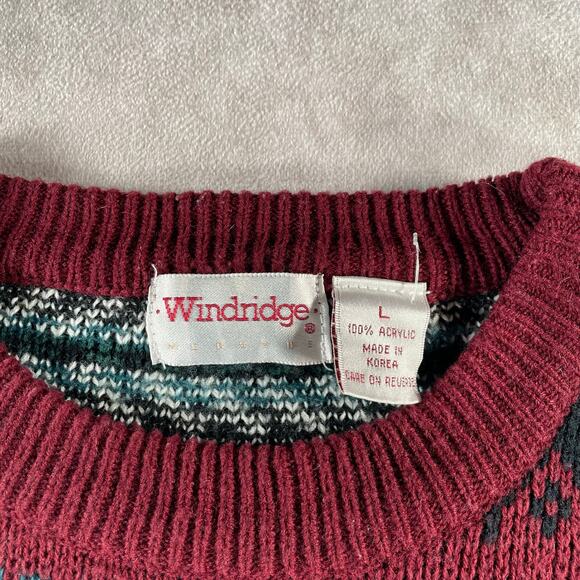 80’s Windridge Multicolor Multipatterned Acrylic Cozy Knit Sweater - Picture 3 of 5